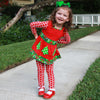 AnnLoren Girls Boutique Winter Holiday Red Green Damask Dress and Legging Set - Lil FashionAva 